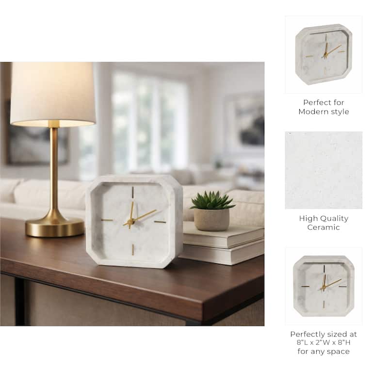Modern Marble Octagon Decorative Table Clock