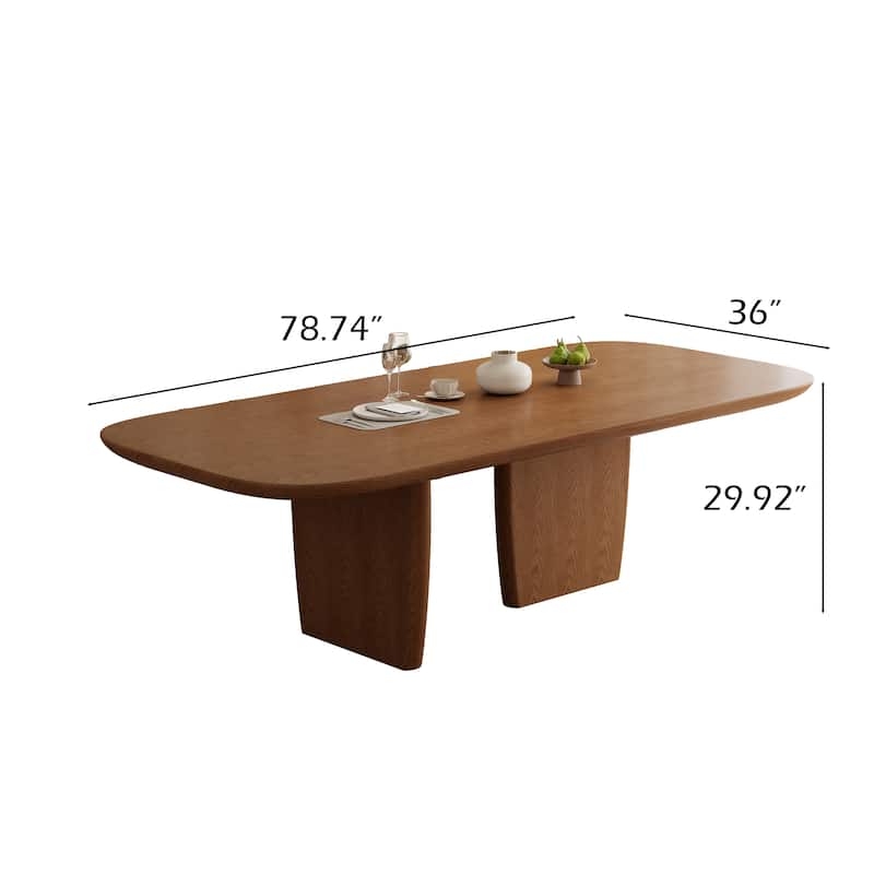 78.74" Mid Century Modern Black/ Brown Dining Table, Rectangular Dining Table ,Solid Wood for 6-8