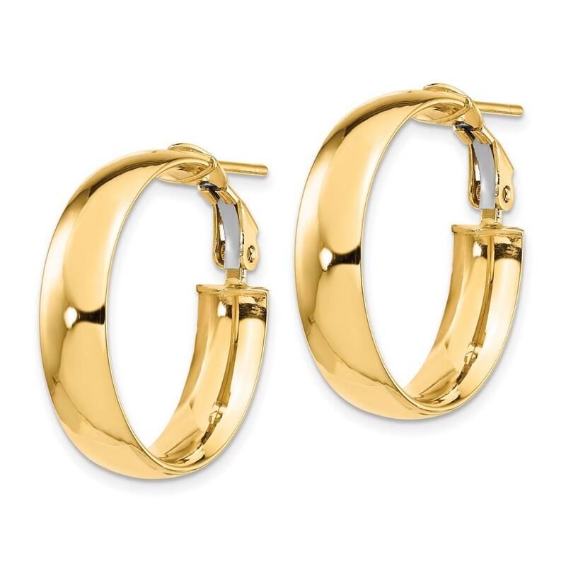 Curata 14k Yellow Gold High Polished 25x6mm Omega Back Hoop Earrings