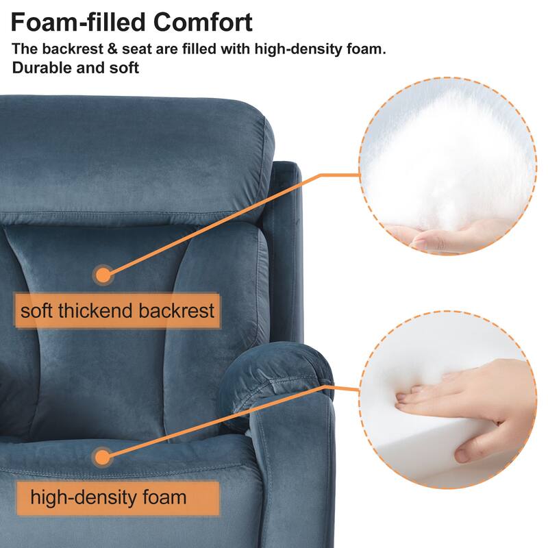 Blue Power Lift Recliner for Elderly with Remote & Side Pocket