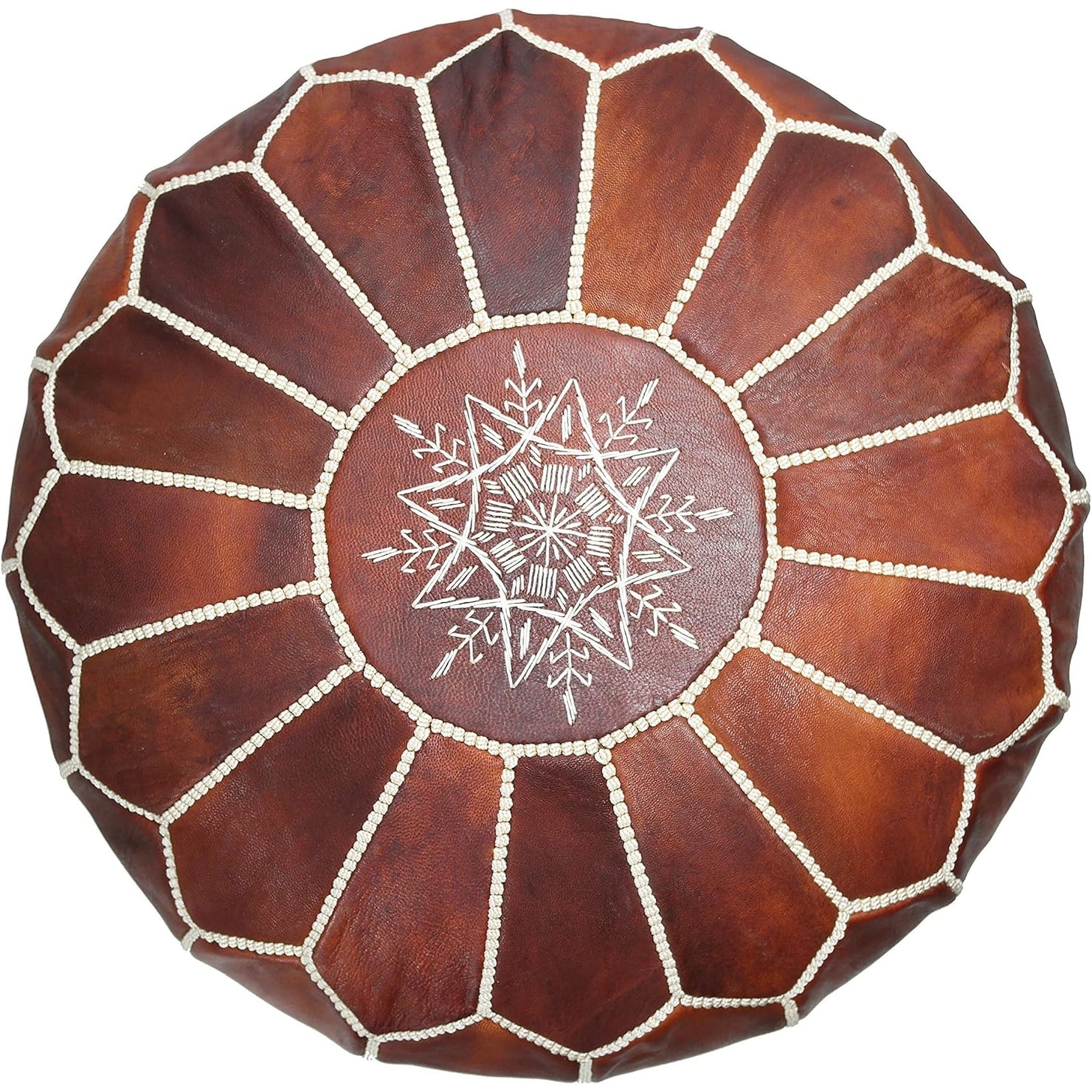 Moroccan Leather Pouf, Natural Home & Wedding Gift, Unstuffed (Dark Brown)