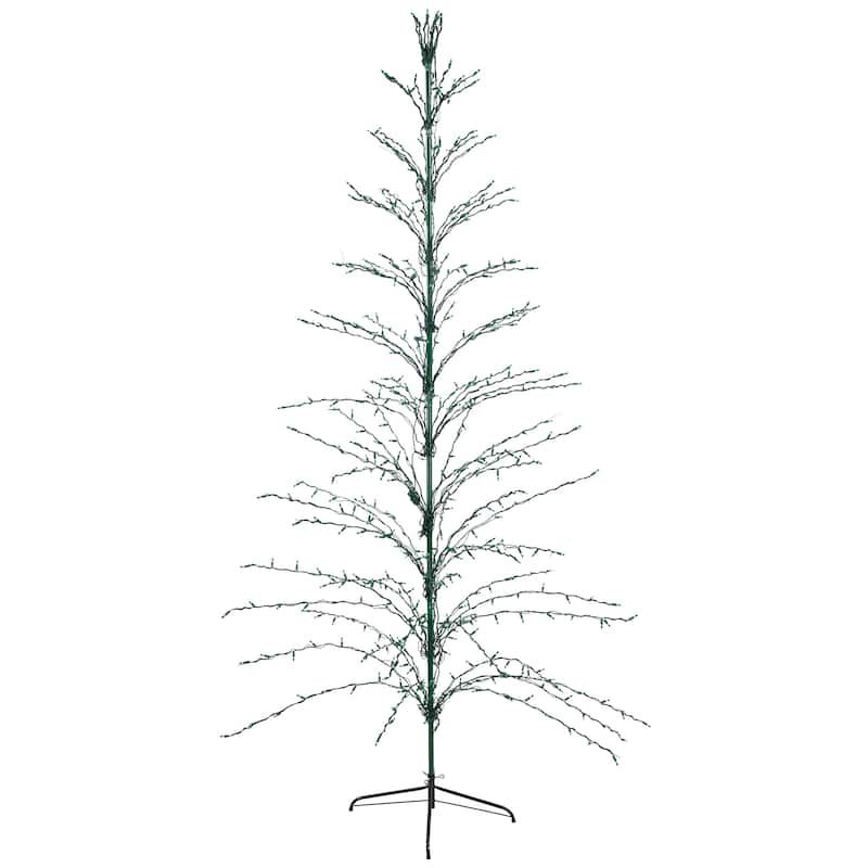 9' Black Pre-Lit Artificial Cascade Twig Christmas Tree - Green Lights - 9 Foot