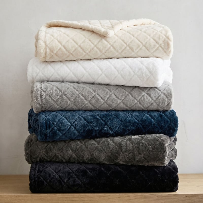Superior Holly Modern Grid Embossed Ultra-Soft Fluffy Fleece Blanket
