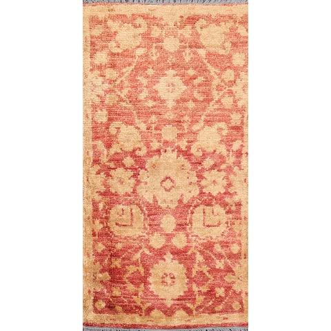 Floral Oushak Oriental Runner Rug Hand-knotted Traditional Carpet - 2'5" x 4'9"