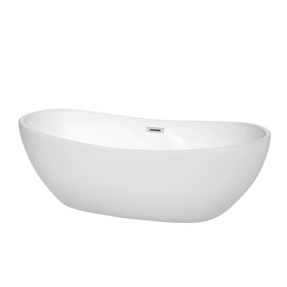 Wyndham Collection Rebecca 70" Free Standing Acrylic Soaking Tub with