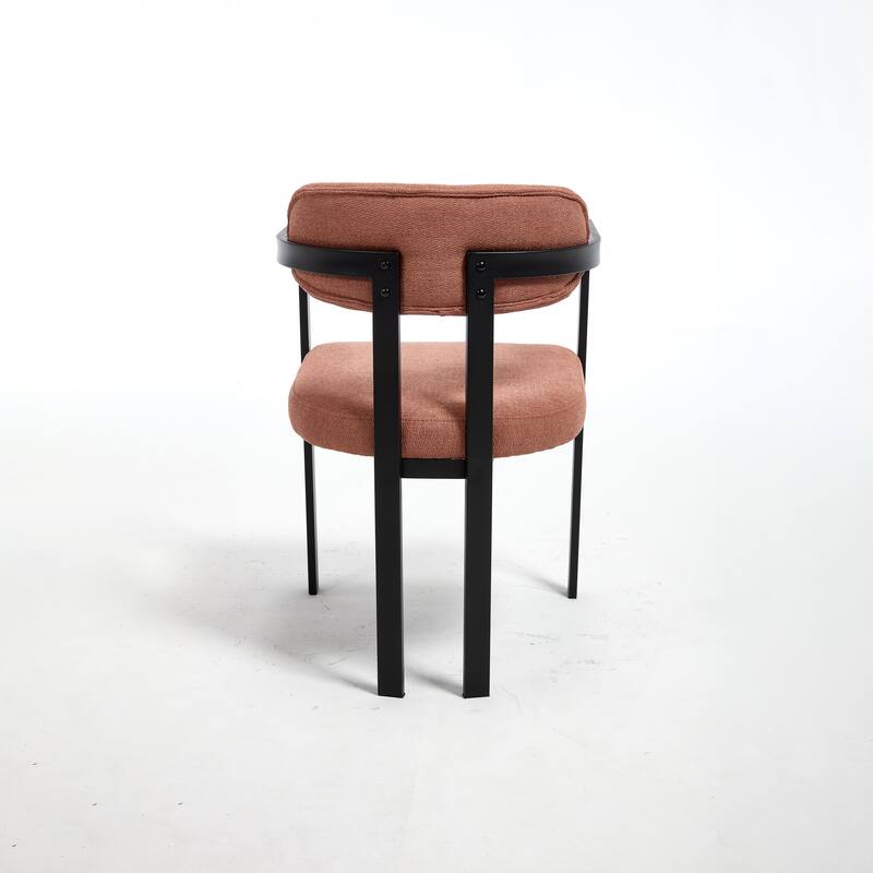 Modern Dining Room Chairs Set of 2, Mid-Century Upholstered Boucle Kitchen Dining Chairs with Black Metal Legs