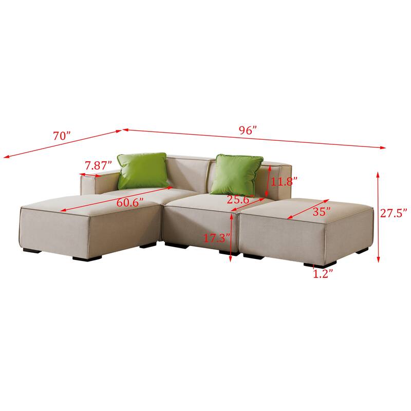 Modular Sofa with Convertible Ottoman Chaise