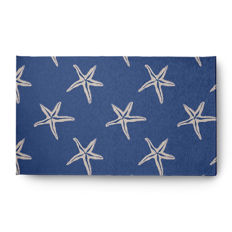 Starfish Beach Style Chenille Area Rug - Nautical Navy - 3' x 5'