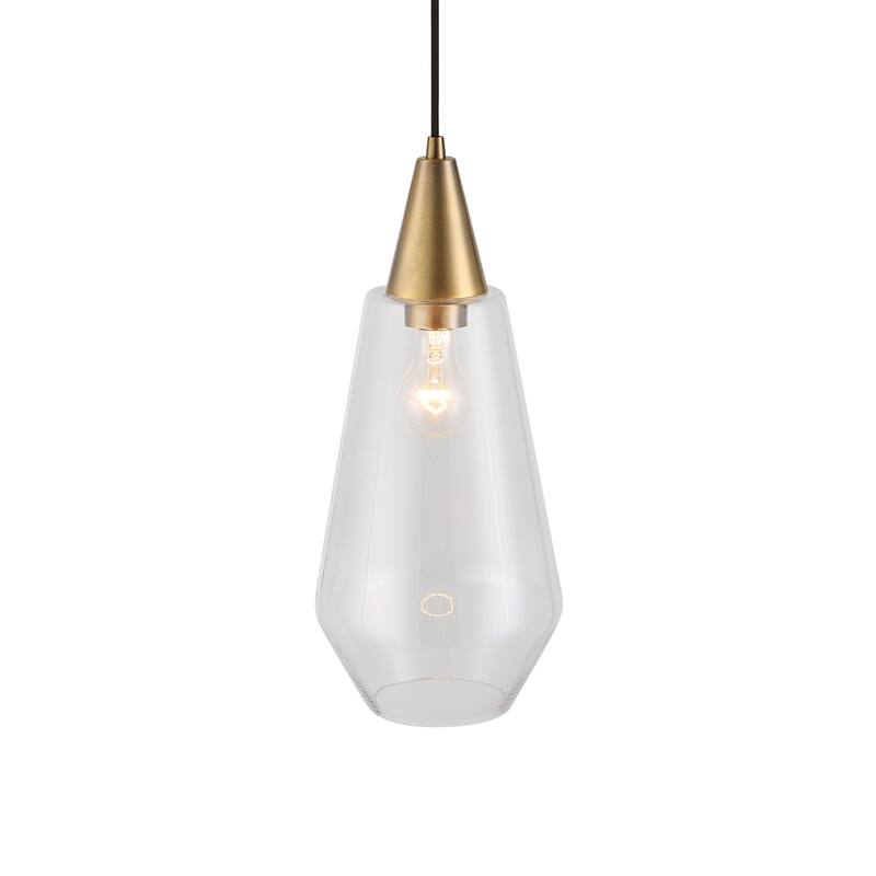 Antique Brass Glass Hanging Pendant Ceiling Light Fixture - 17.75"