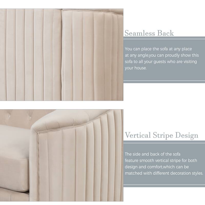 64.3" Velvet 2-Seat Sofa with Wood Frame & Ergonomic Backrest