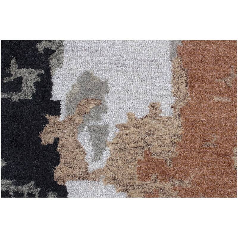 Handmade Emeralda Collection Silver/Tan/Rust Wool and Viscose Area Rug