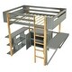 preview thumbnail 6 of 10, Twin Size Wood Loft Bed With Built-in Storage Cabinet and Cubes, Foldable desk