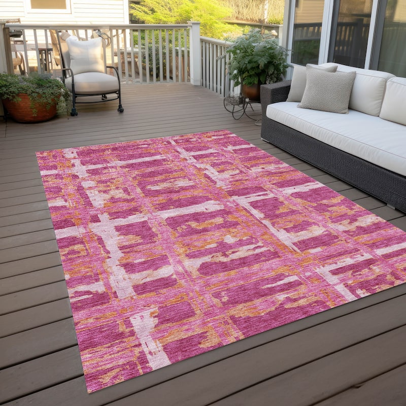 Machine Washable Indoor/ Outdoor Chantille Contemporary Abstract Rug