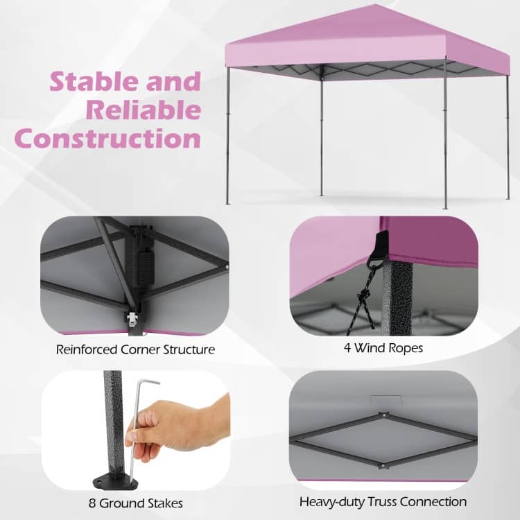 Oxford Fabric Metal Pop Up Canopy Tent with Bag and Adjustable Height