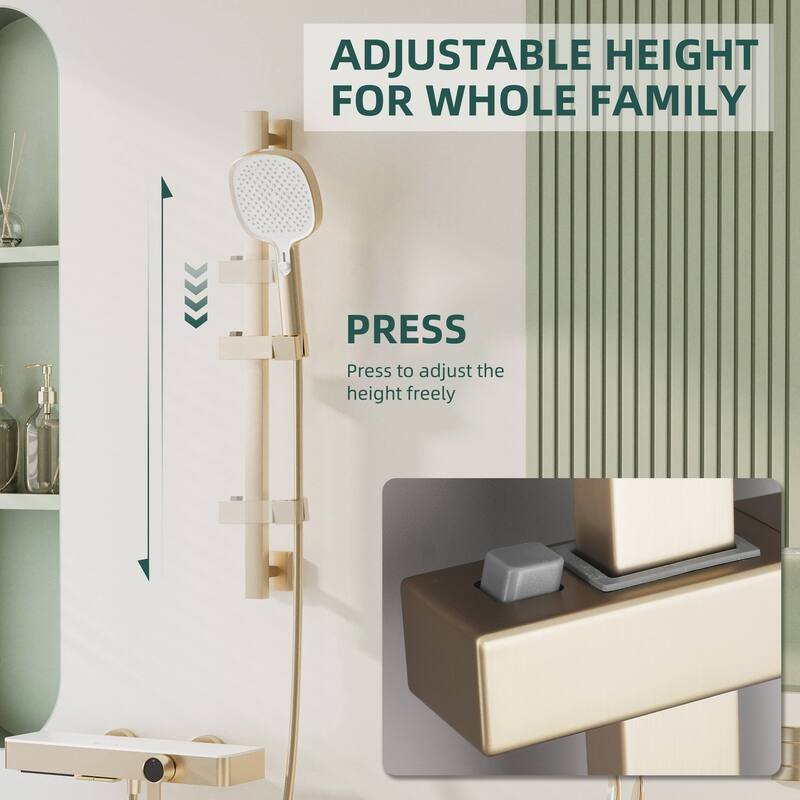 Modland Bathtub Faucet 2-Function Shower System with 3 Modes Handheld Shower,Height Adjustable Shower Slide Bar