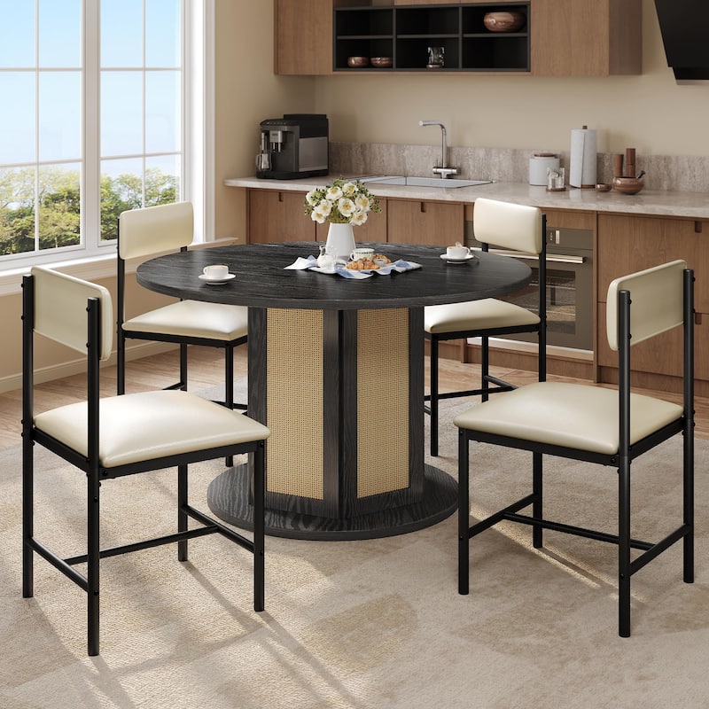 Moasis Modern Faux Leather Upholstered Dining Chairs Set of 4 - Beige