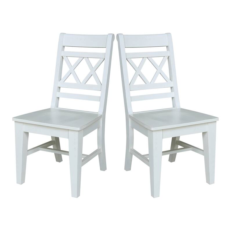 Solid Wood Double X-Back Dining Chairs, Set of 2