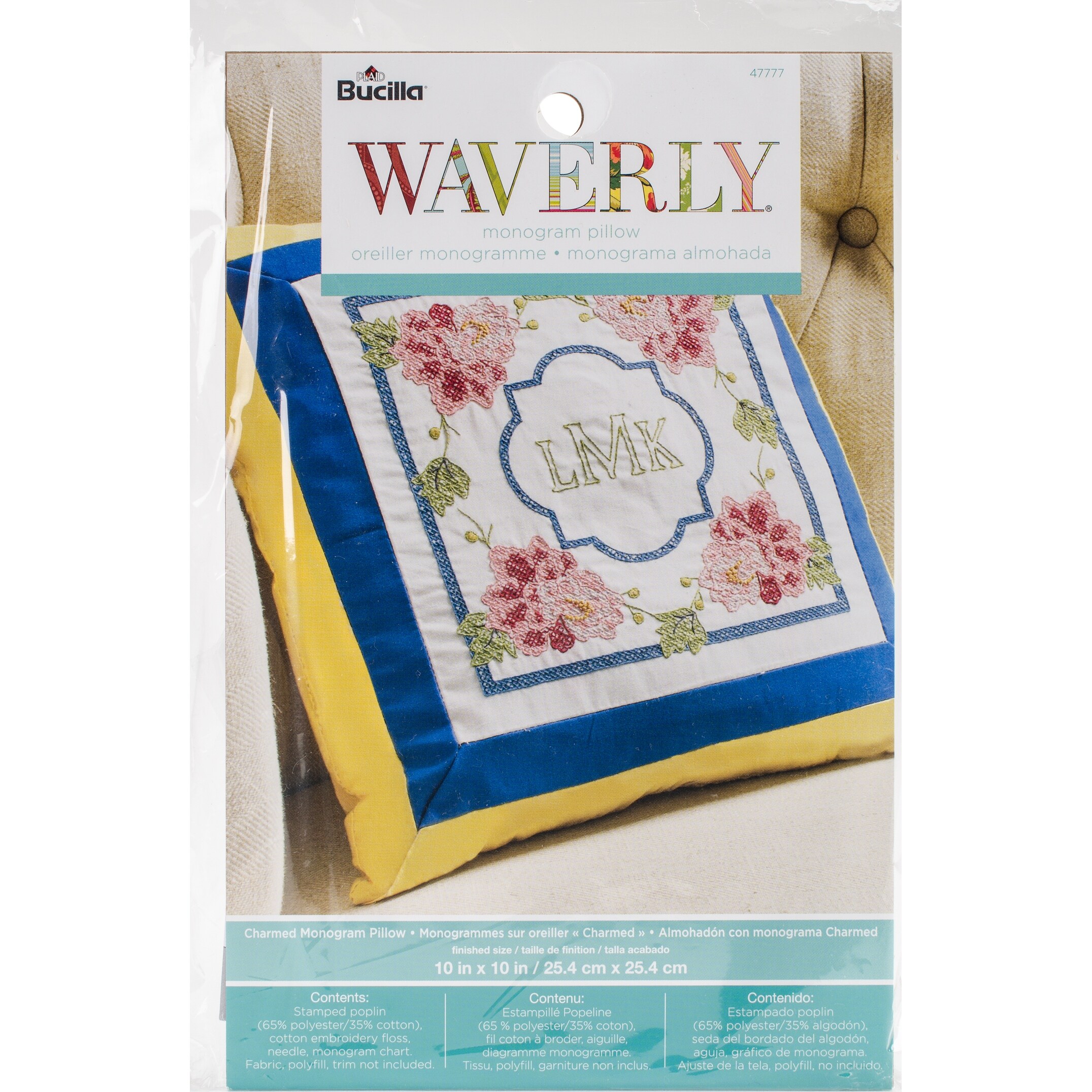 Shop Stamped Embroidery Monogram Pillow Kit 10 X10 Waverly
