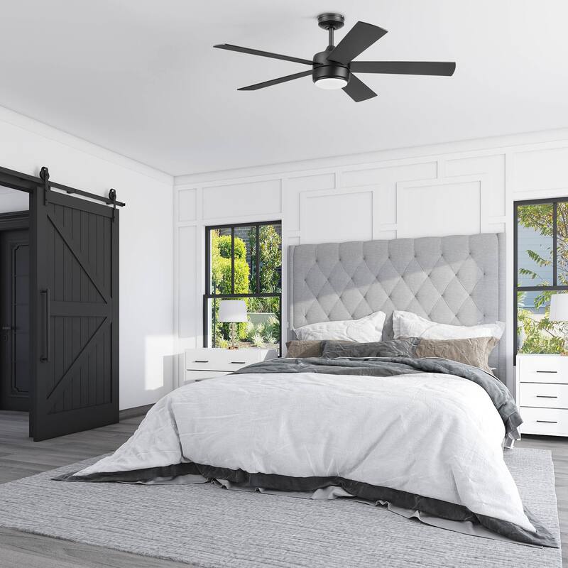 Honeywell 52" Schilling Indoor Matte Black LED Ceiling Fan with Remote Control - 52 Inches