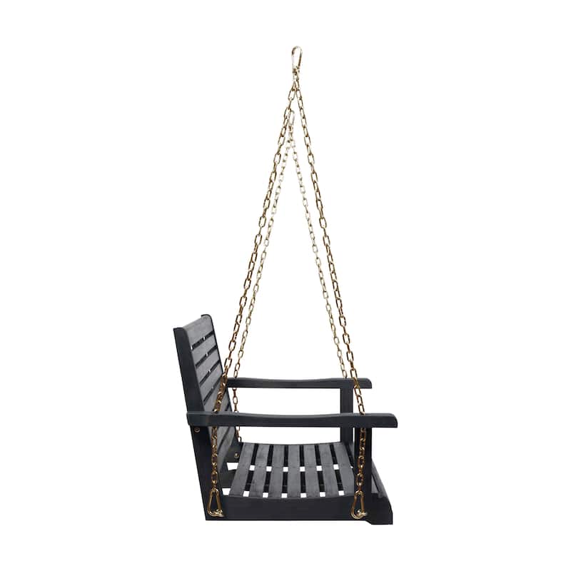 Tasmania Acacia Wood Porch Swing - 50" Dark Grey Outdoor Swing with 800lb Capacity