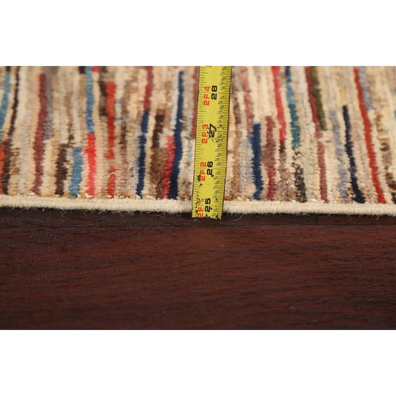 Striped Modern Gabbeh Kashkoli Oriental Area Rug Handmade Wool Carpet - 2'6" x 3'11"