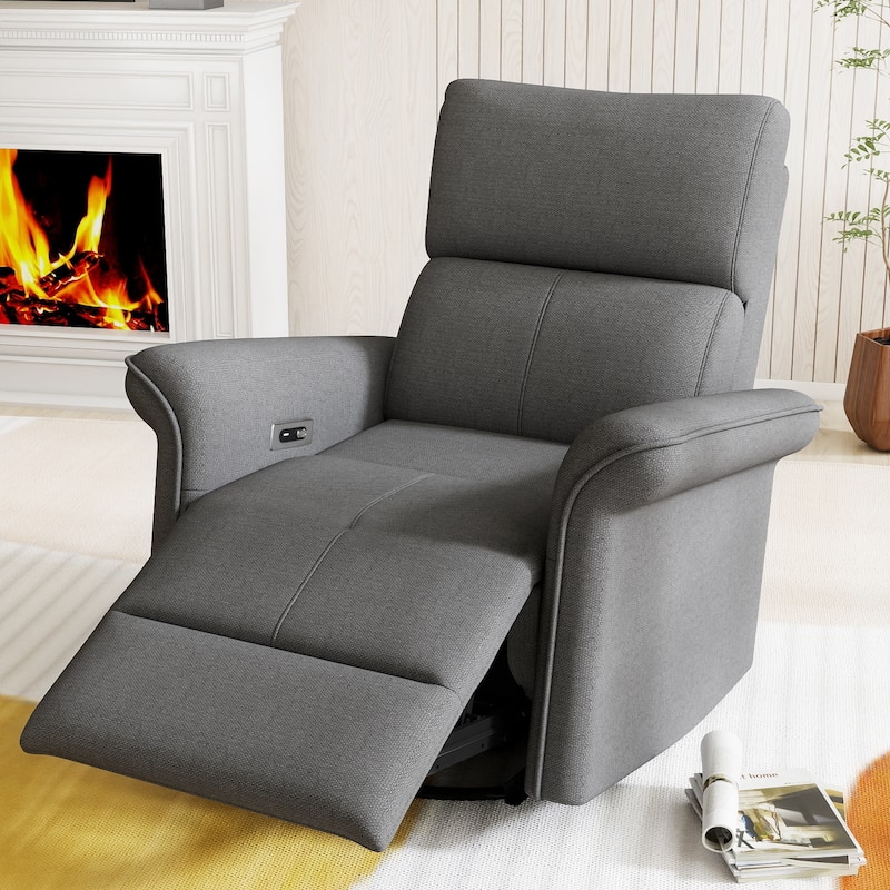270°Power Swivel Rocker Recliner Chair for Adult,Rocking Glider Nursery Recliner for Small Spaces,Fabric Rocking Chair