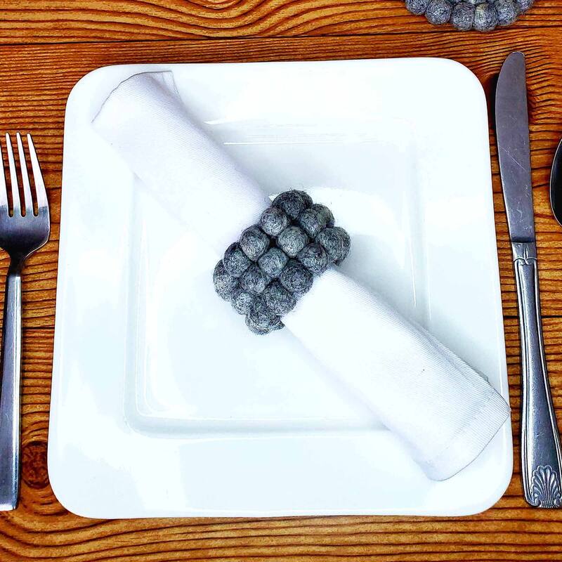 Felt Three Strand Napkin Rings, Set of 4