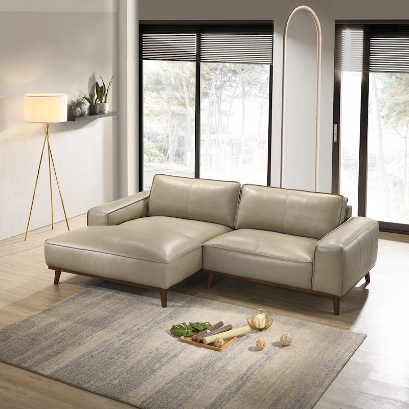 Dayton Mid-Century Modern Genuine Leather Sectional Sofa
