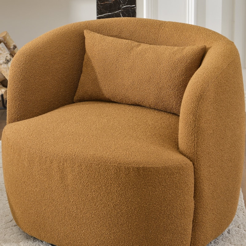 KINWELL 34" Sherpa Swivel Accent Chair Boucle Upholstered Armchair