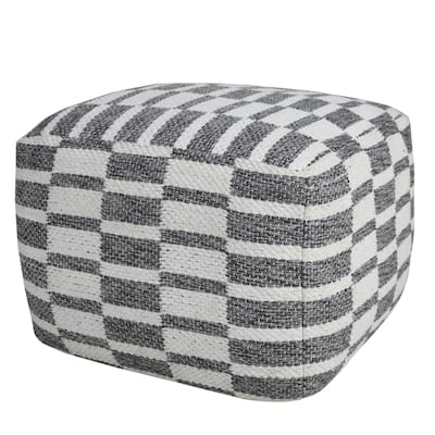 Sevita Modern Checkered Dimensional Pouf Ottoman