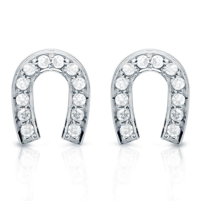 Auriya 1/10 to 1/3ctw Lucky Horseshoe Diamond Earrings 10k Gold (H-I, I1-I2) - 0.10ct - White