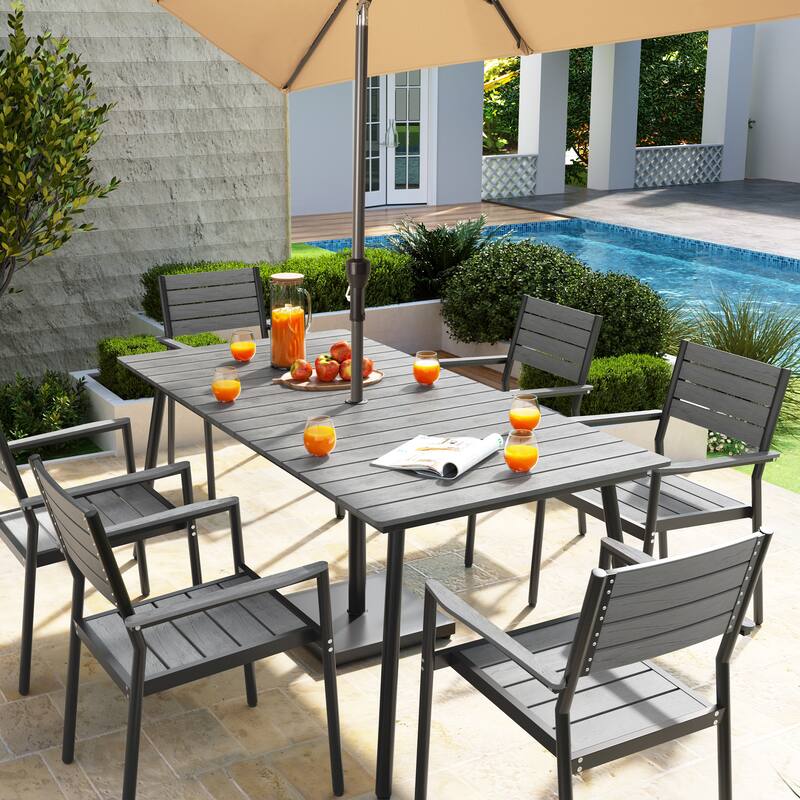 VredHom 7/9-Piece Outdoor Patio Dining Set with Stackable Chairs