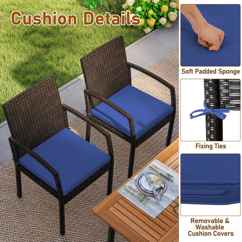 Costway 7PCS Patio Rattan Dining Set with Cushion Umbrella Hole - See details