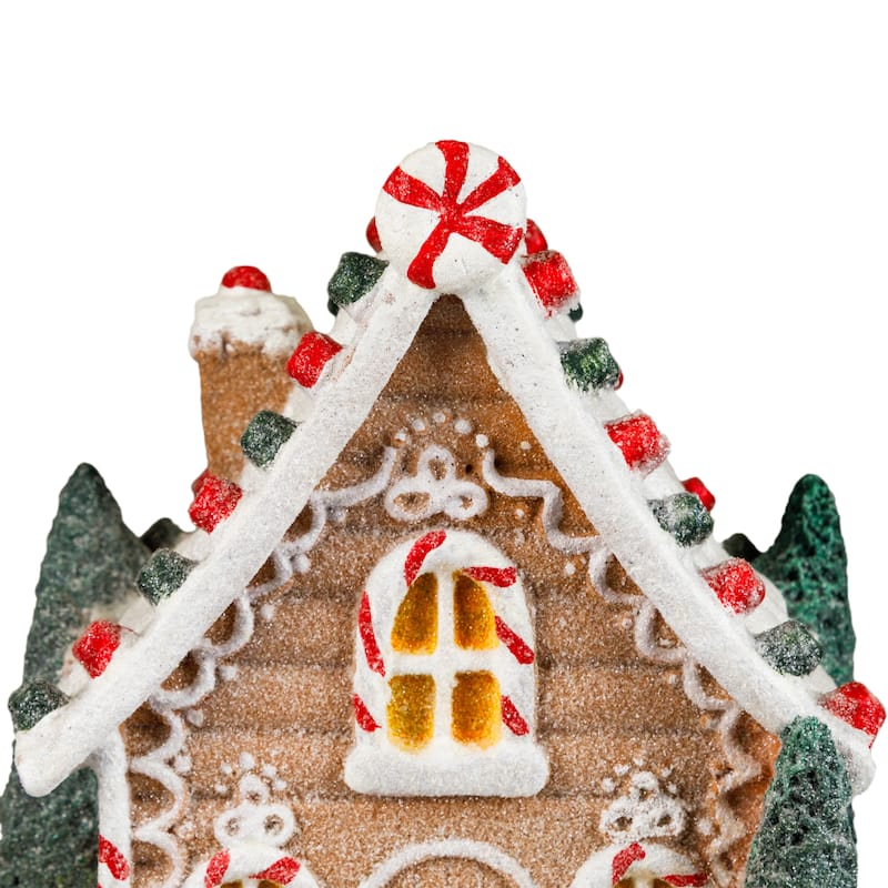 Snow Covered Gingerbread House with Candy Accents Christmas Decoration - 8"