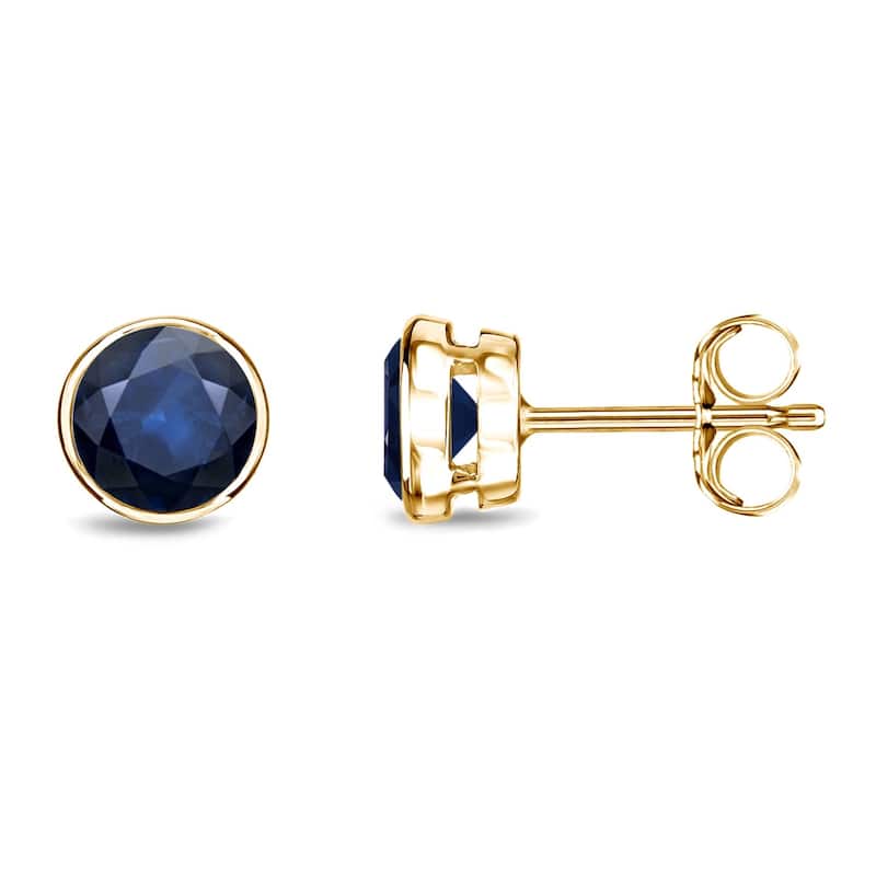 Auriya 14k Gold Bezel-set Sapphire Stud Earrings 1/2ctw - Yellow