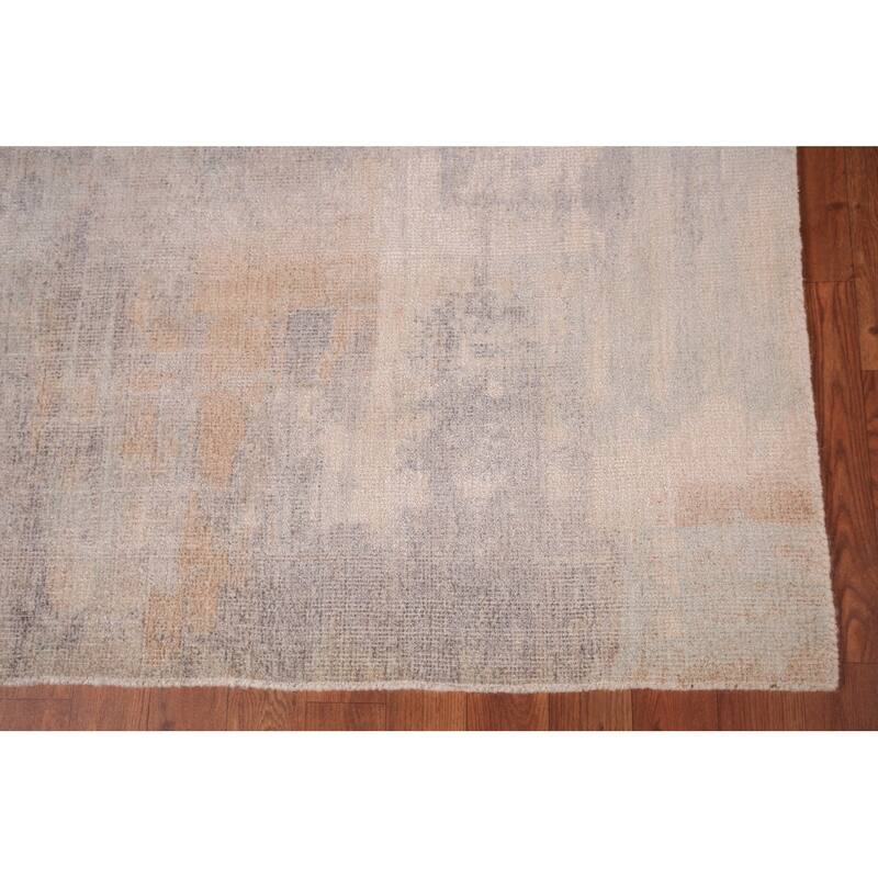 All-Over Abstract Modern Area Rug Handmade Grey Wool Carpet - 5'4" x 7'6"