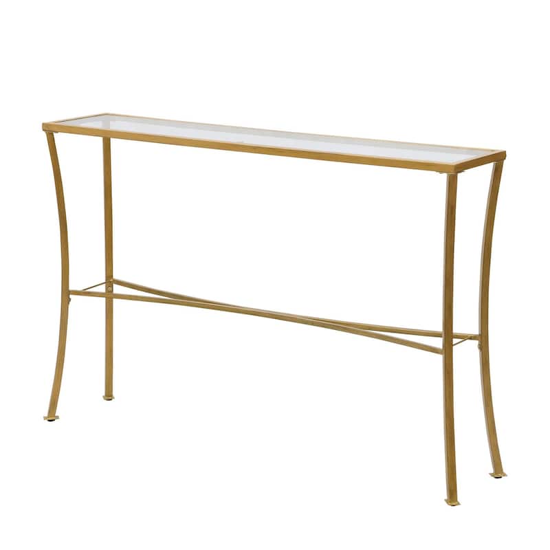 Rectangular Glass Top Console Table - 48" - Antique Gold