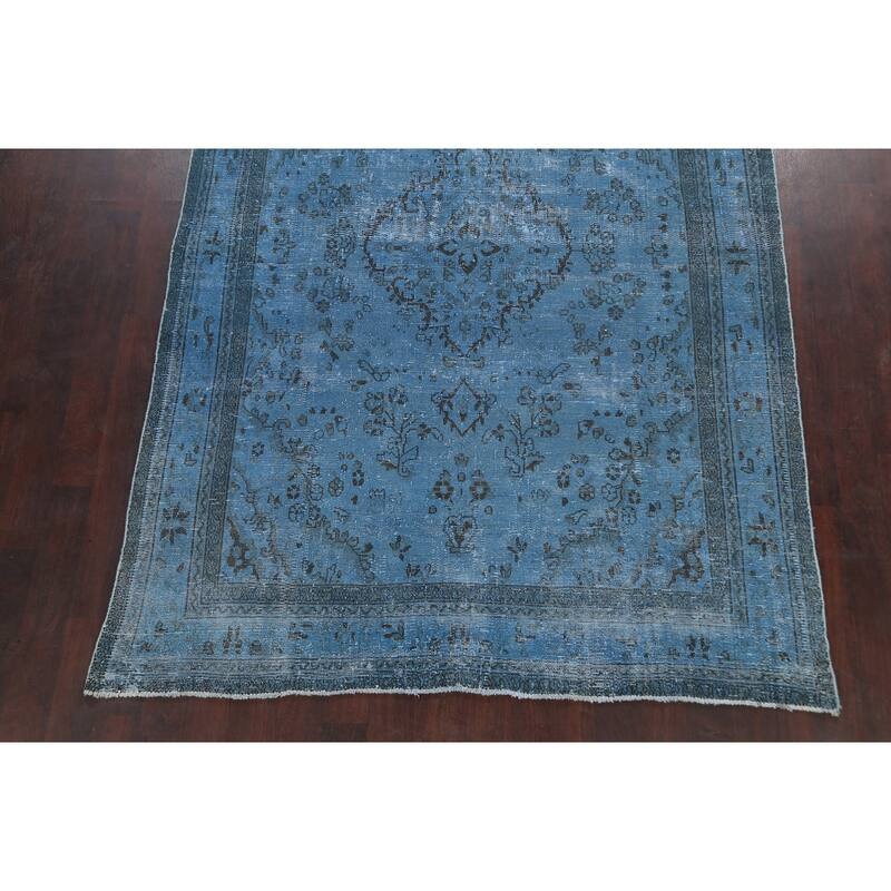 Over-Dye Floral Hamedan Persian Area Rug Wool Handmade Carpet - 6'8" x 9'6"