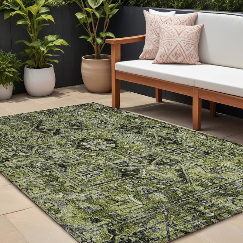 Maso Oriental Weather Resistant Timeless Grace Outdoor Rug - 10' X 14' - Multi