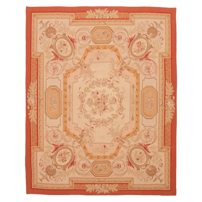 ECARPETGALLERY Flat-Weave Dynasty Ivory Wool Tapestry Kilim - 7'7 x 9'4 - Ivory - 7'7 x 9'4