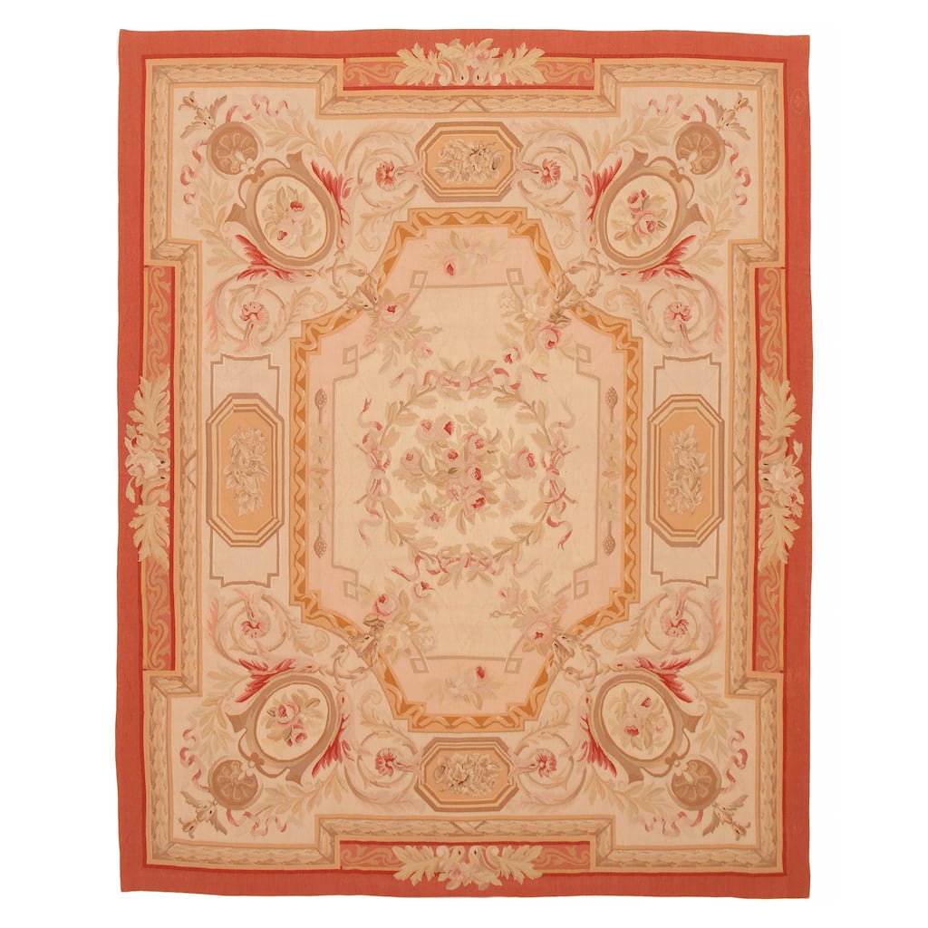 ECARPETGALLERY Flat-Weave Dynasty Ivory Wool Tapestry Kilim - 7'7 x 9'4