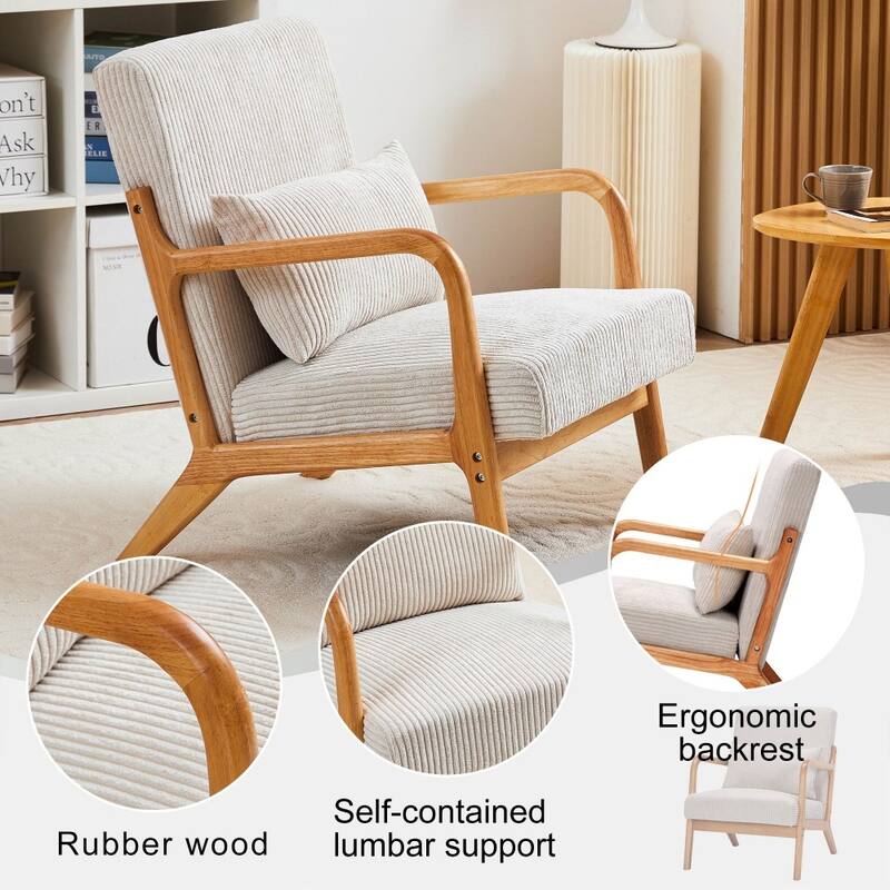 Mid-century Modern Accent Chair with Upholstered Pillow