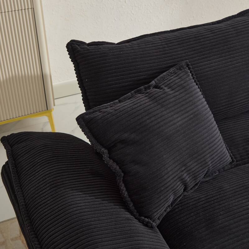 84-Inch Corduroy Sofa with Double Layer Cushion and 2 Extra Pillows for Living Room or Guest Room