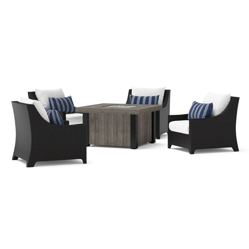 Deco 5 Piece Sunbrella Outdoor Patio Fire Chat Set