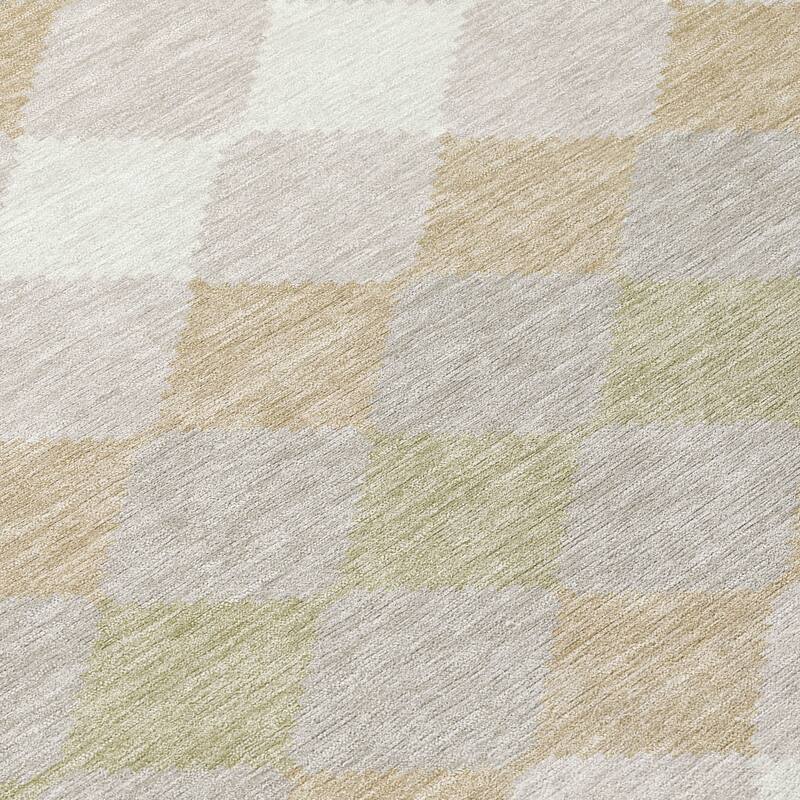 Machine Washable Indoor/ Outdoor Modern Mosaic Chantille Rug