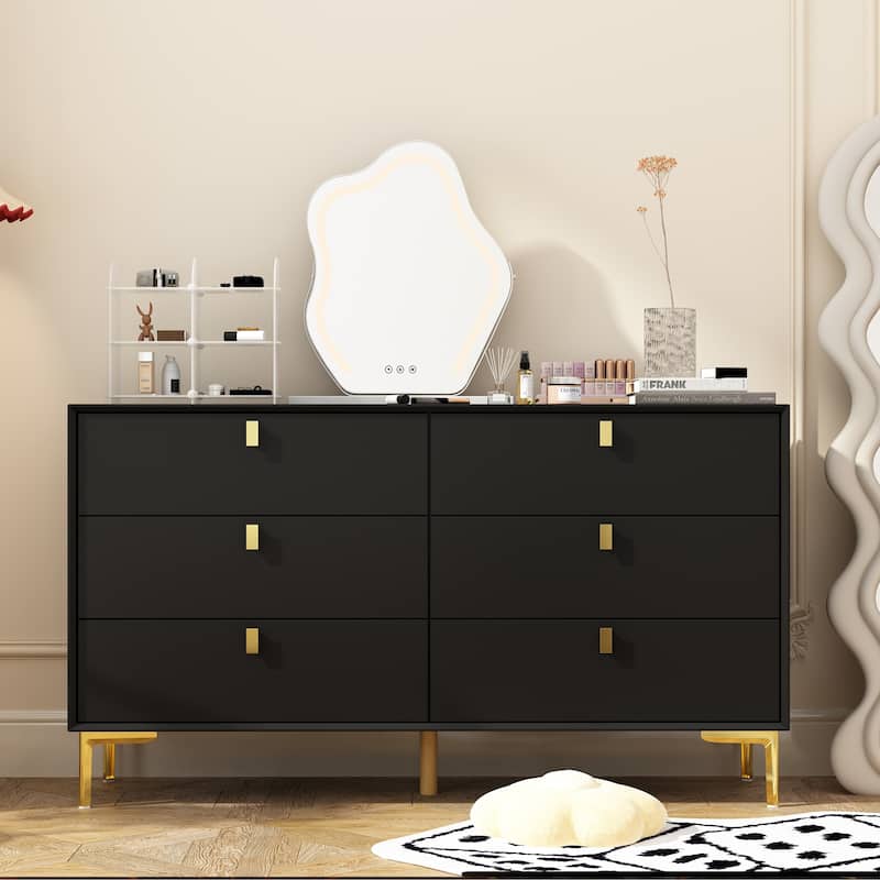 Dresser Modern Dresser for Bedroom, 6 Drawer Double Dresser Sideboard