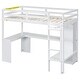 preview thumbnail 8 of 20, Twin Loft Bed with L-shaped Desk, Wardrobe & Storage Shelves - White Wood Frame with Full-Length Guardrails for Safety, White