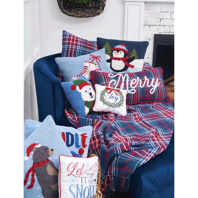 Joy Wreath Embroidered Petite Accent Pillow, 10 x 10-in.