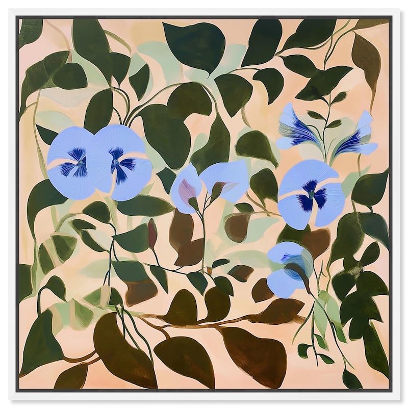 Naive Blue Flowers Canvas by Art Remedy - 40" x 40" - White