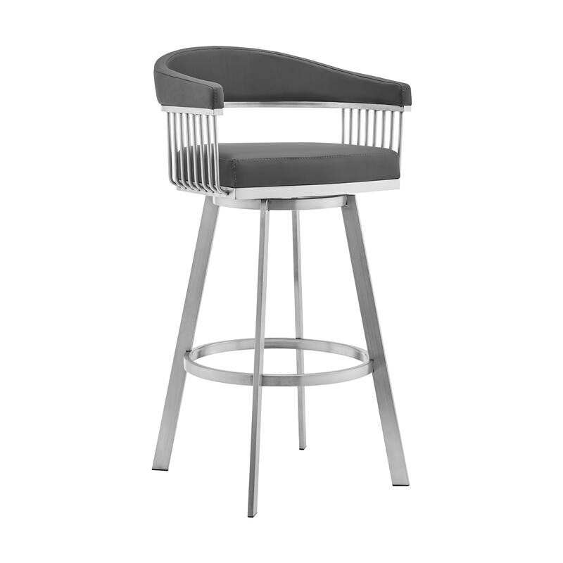 Chelsea Modern Swivel Bar Stool, Upholstered Counter Height Chair with Metal Frame - DCGray - Counter Height